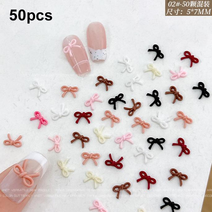 Mixed Cute Mini Colorful Resin Line Bowknot Bow Tie Ribbon Nail Art Decorations DIY Manicure Rhinestones Accessories