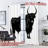 2D FLAT PRINTING 2pcs Curtains (Without Rod) Swirling Bull Silhouette Modern Curtain Modern Machine Washable Fabric Curtains