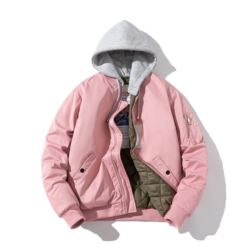 Autumn Winter Men's Jacket Solid Pilot Jacket Women Vintage Hooded Baseball Coat Casual Windbreak Parkas