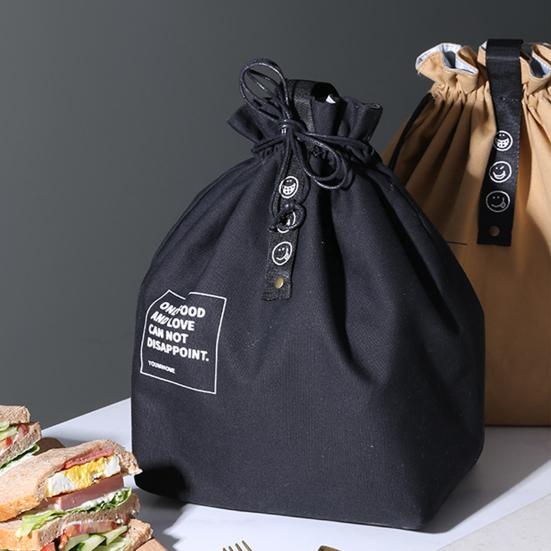Bento Bag Adjustable Wide Opening Canvas Drawstring Design Lunch Handbag Picnic Accessories