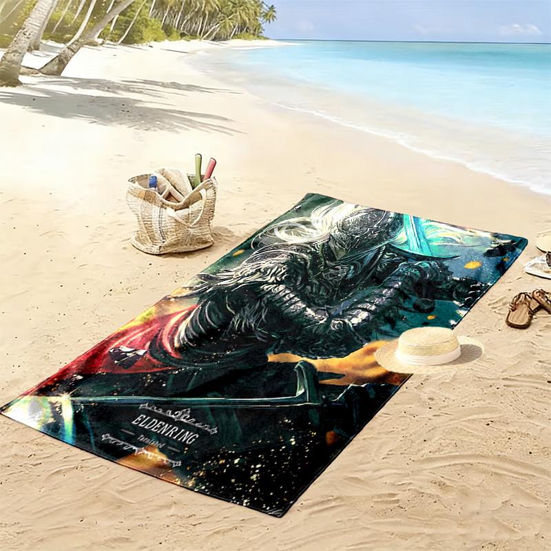 Elder-Ring Print Beach Towel, Large Soft Quick Dry Towel for Beach Camping Swimming