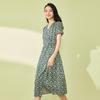 SheTu Women's Floral Chiffon Short-Sleeve Midi Dress