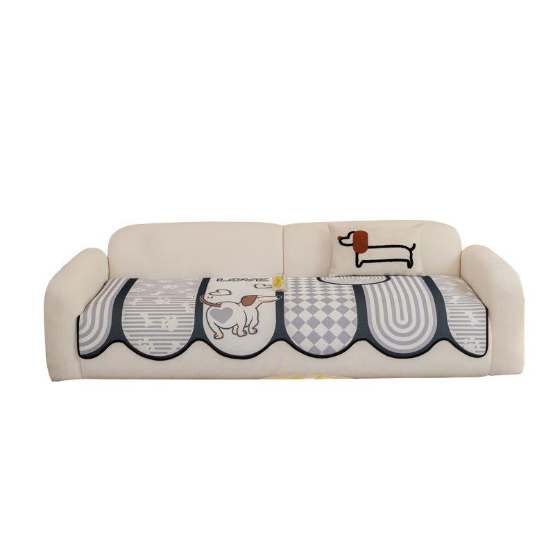 2025 Summer New Special-shaped Sofa Cushion Cartoon Cool Ice Silk Seat Cushion Straight Row Non-slip and Anti-cat Scratch Mat Cover