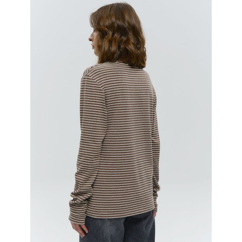 European and American New Fashion Casual Loose round Neck Stripe Long sleeves Shirt Top Long Sleeved T-shirt