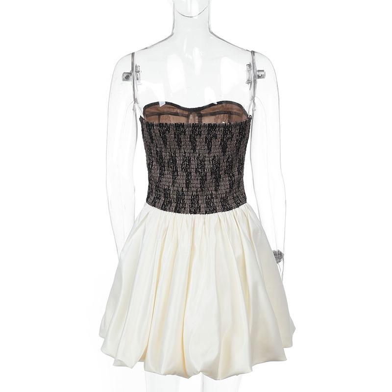 Spring Women's Fashion Is Sexy Slim-fit Lace Patchwork Contrast Color Top Dress