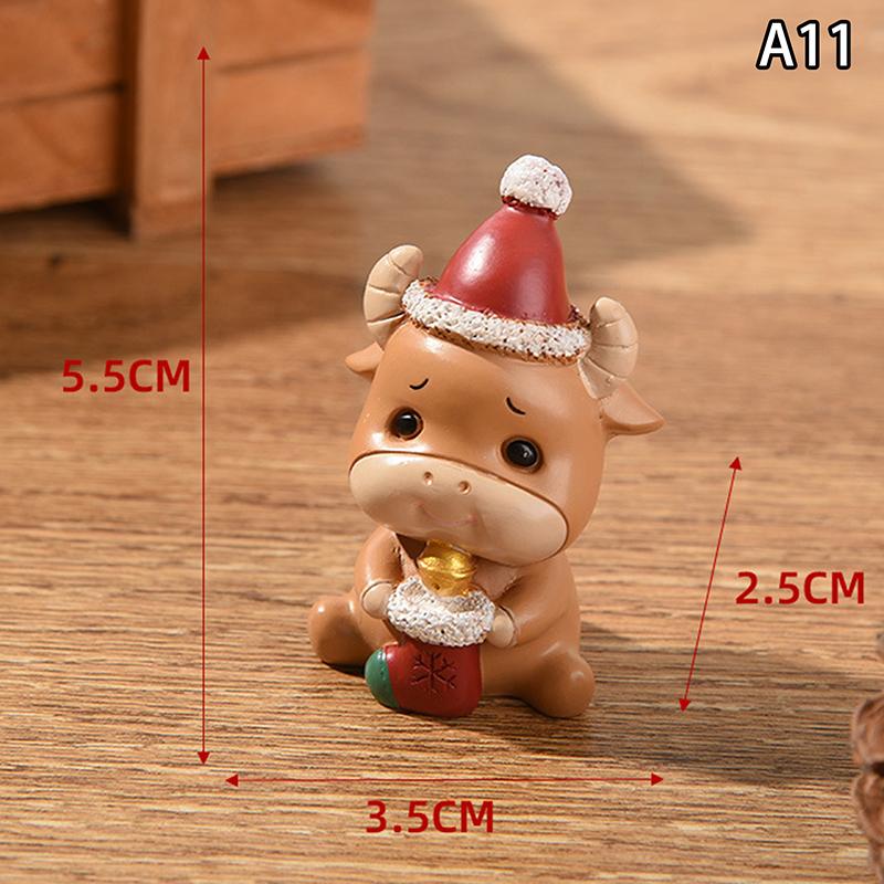 Christmas Series Craft Resin Animal Party Creative Mini Christma Tree Old Girl Kids Cute Gift Home Decoration Supplies Decor