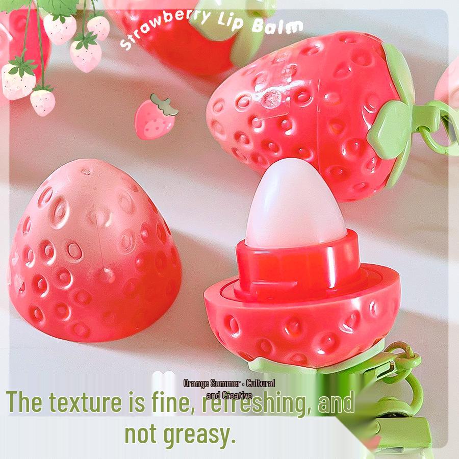 Chaveiro de Morango Protetor Labial: Hidratante Criativo em Formato de Fruta para Estudantes no Outono/Inverno