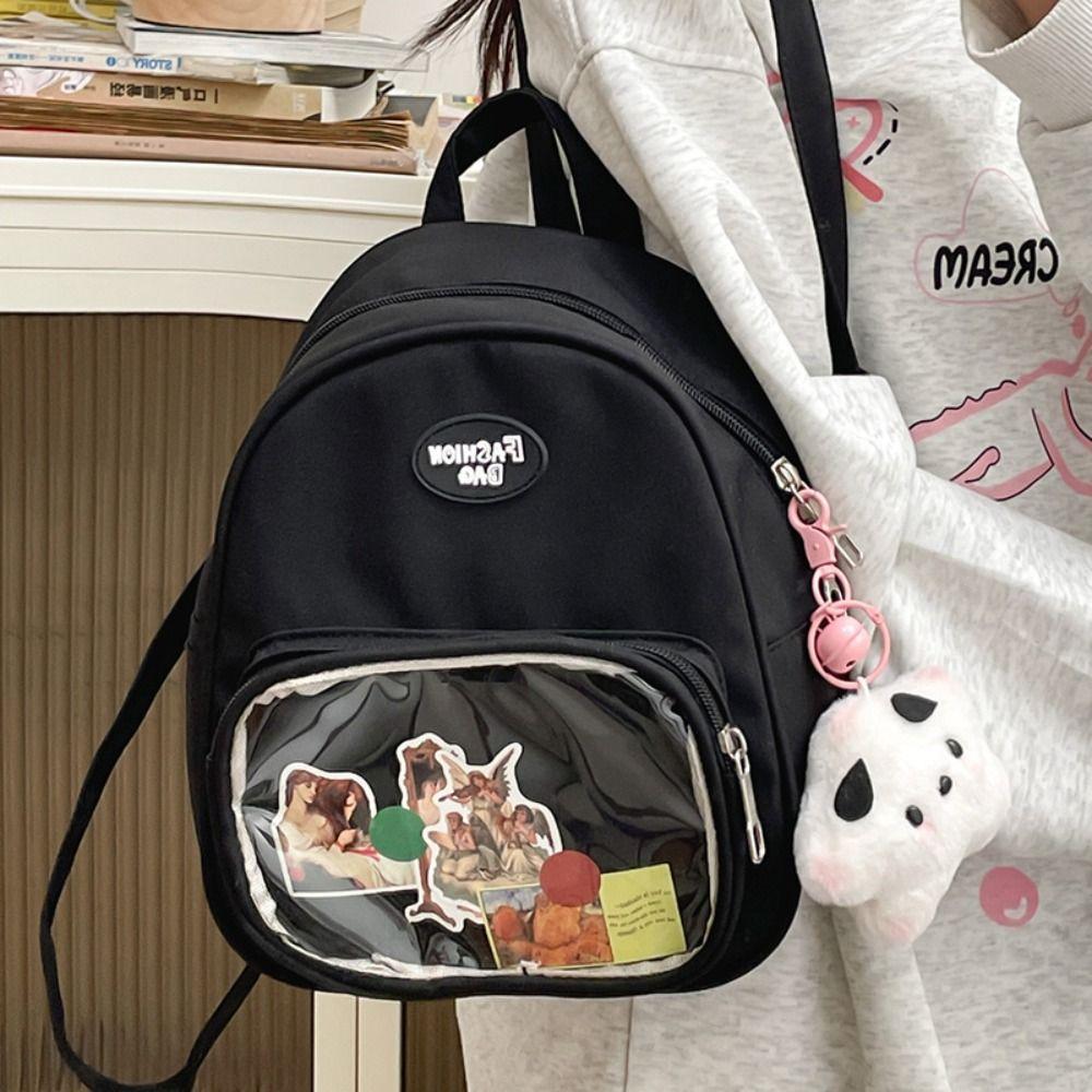 New Nylon Harajuku Backpack PVC Pocket Japanese Style Doll Bag Transparent Kawaii Itabag