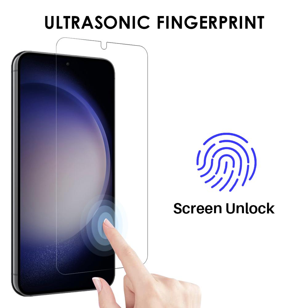 NORTHJO For Samsung Galaxy S23 TPU Phone Case+Tempered Glass Screen Protector+Camera Lens Film (Support Fingerprint Unlock)