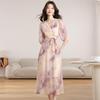 Women's Korean Floral Print Lace-up Tea Dress – Slimming Summer Design