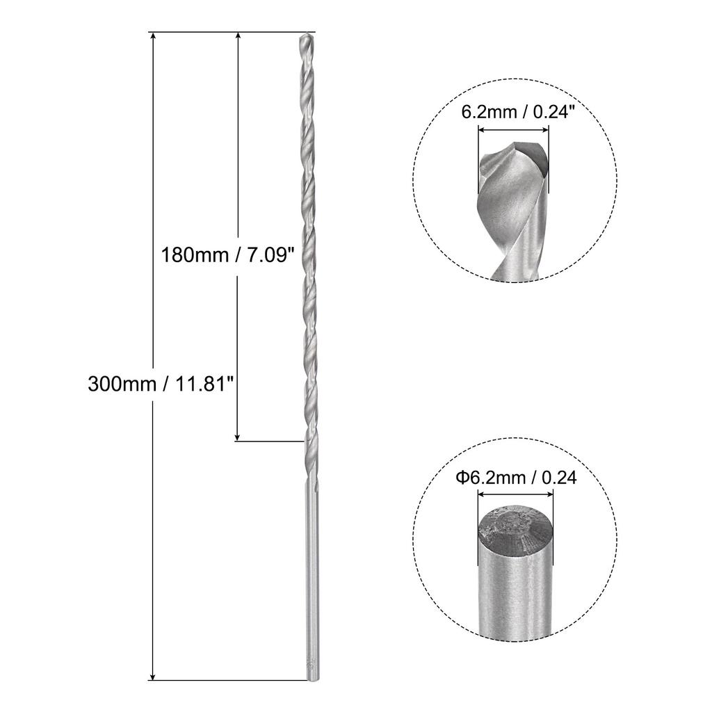 200/250/300mm Twist Drill Bits 6.2/7/8/9/10/11/12/13/14/15/16mm High-Speed Steel Extra Long Drill Bit