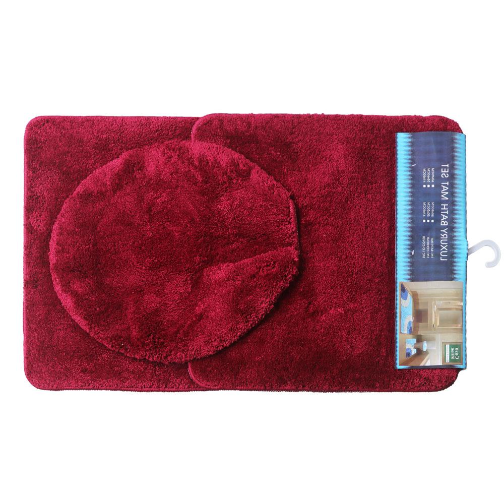 Set 3 pezzi Tappetino da bagno a tinta unita Set Tappeti da bagno con peli soffici Moderno Kit tappetini copriwater rettangolari 50*80 50*40 45*50cm