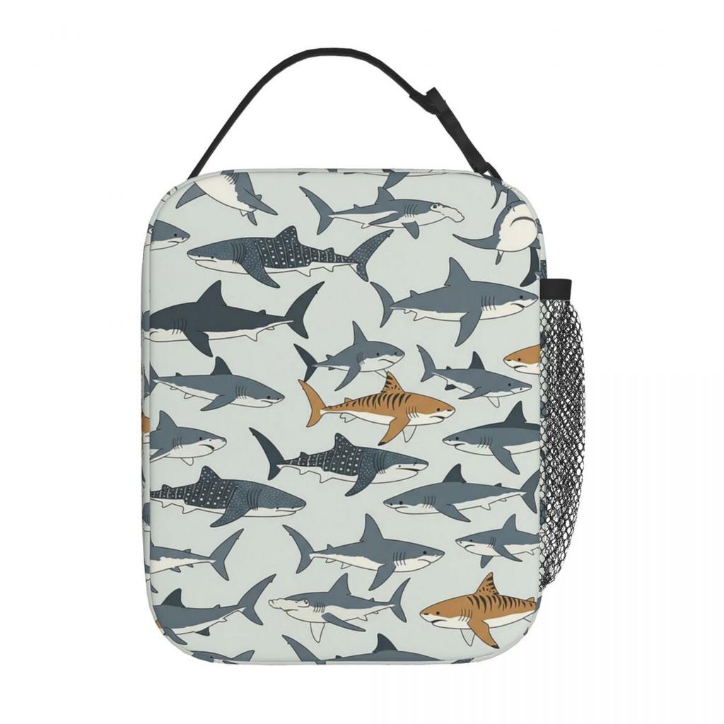 Cartoon Great White Shark Insulated Lunch Bag for Kids School Cooler Thermal Food Box Tote Portable Lunch Boxes Container