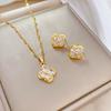 Full of Zirconium Exquisite Wind Copper Micro-inlaid Earrings Necklace Set Combination