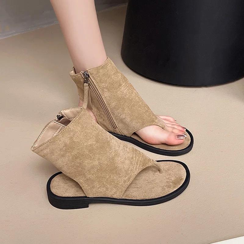Roman Sandals Fashion Womens Shoes 2025 Summer Heels Flip Flops Platform All-Match Gladiator Luxury Girls Corrective New