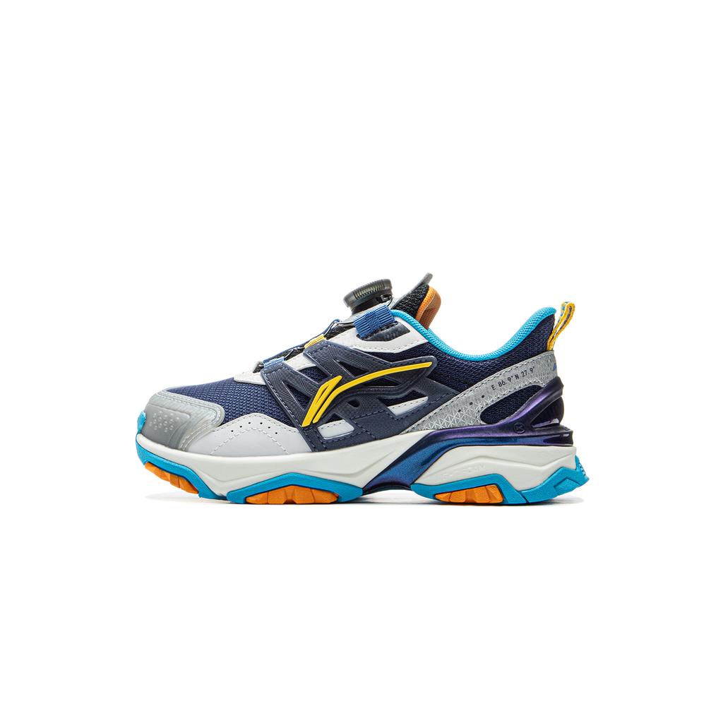 Li Ning Kids Sports Lifestyle Series Comfortable Durable Rebound Support Low-Top Casual Shoes Kids Casual Shoes Silver Deep-Blue White YKNV016-1