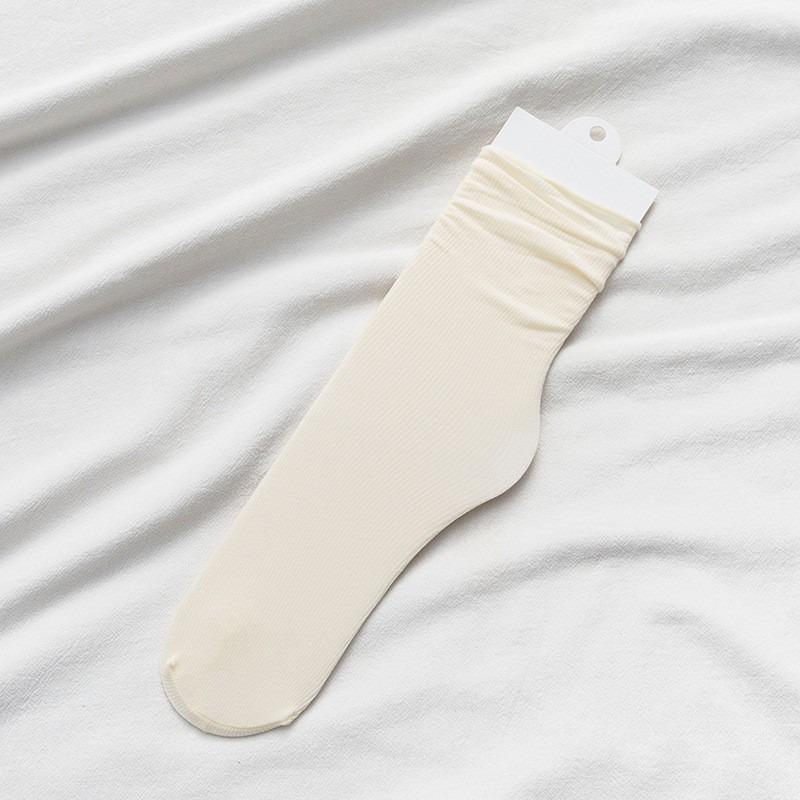 Female Spring and Summer Thin Solid Color All Kinds of Candy Color Breathable In The Cylinder Pile Socks