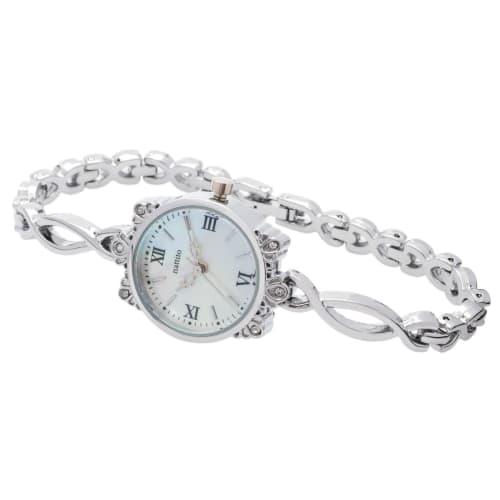 Fieldwork Women's Analog Watch with Natural Shell and Metal Band and Accessory Buckle, Amel Silver, JN032-1