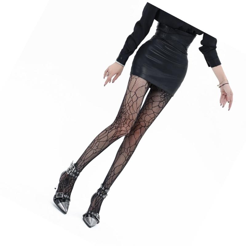 Fashionable Black Spiderweb Tights Elastic Nylon Hosiery Stylish Stockings For Women Evening Event Casual Styling