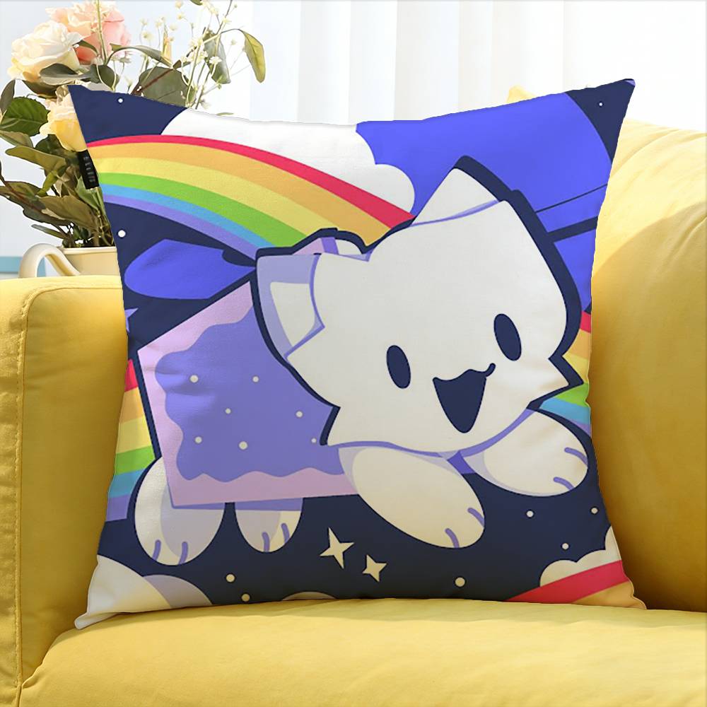 cute Rainbow Alien Nyan Cat Various Sizes Square Pillow Case For Car Home Bedchamber Decor
