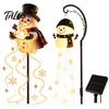 Dekorative Terrassenlichter mit Halo-Effekt Solar-Schneemann Wasserfontäne Gartenlicht, Leuchtende Hoflampe Magische Wasserdichte Statuen Effekt, Harz