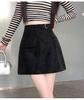 Plus Size Women's Brown Suede A-line High Waist Short Skirt for Spring & Autumn