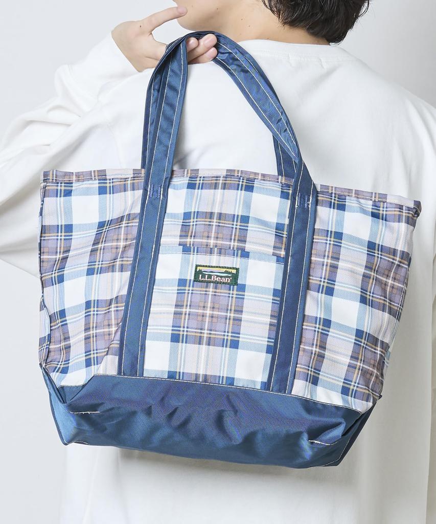 [L.L.Bean] Everyday Lightweight Tote, Plaid, Medium, One Size Fits All, Navy Stewart Blue 1000296980