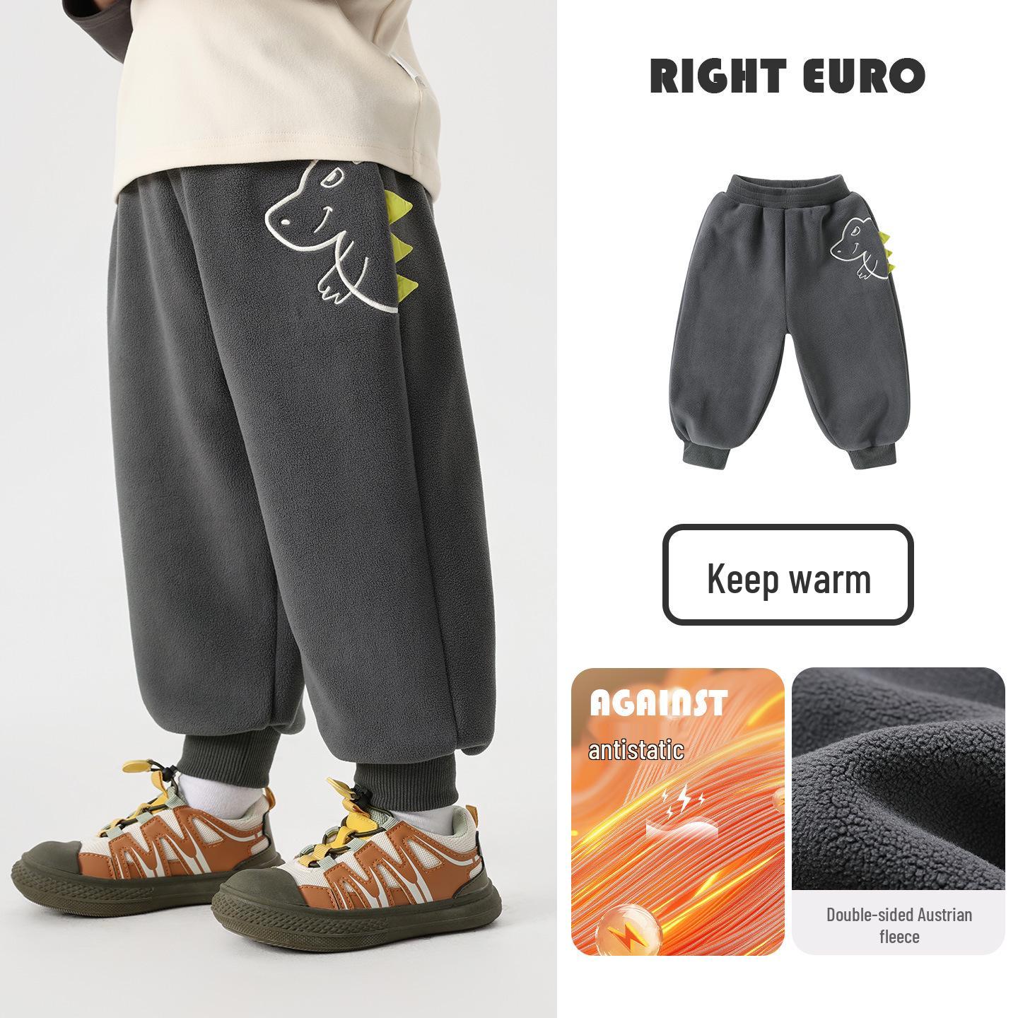 Right European Boy s Coral Fleece Lined Long Pants - Winter/Autumn 2025 Toddler & Children s Clothing 90cm