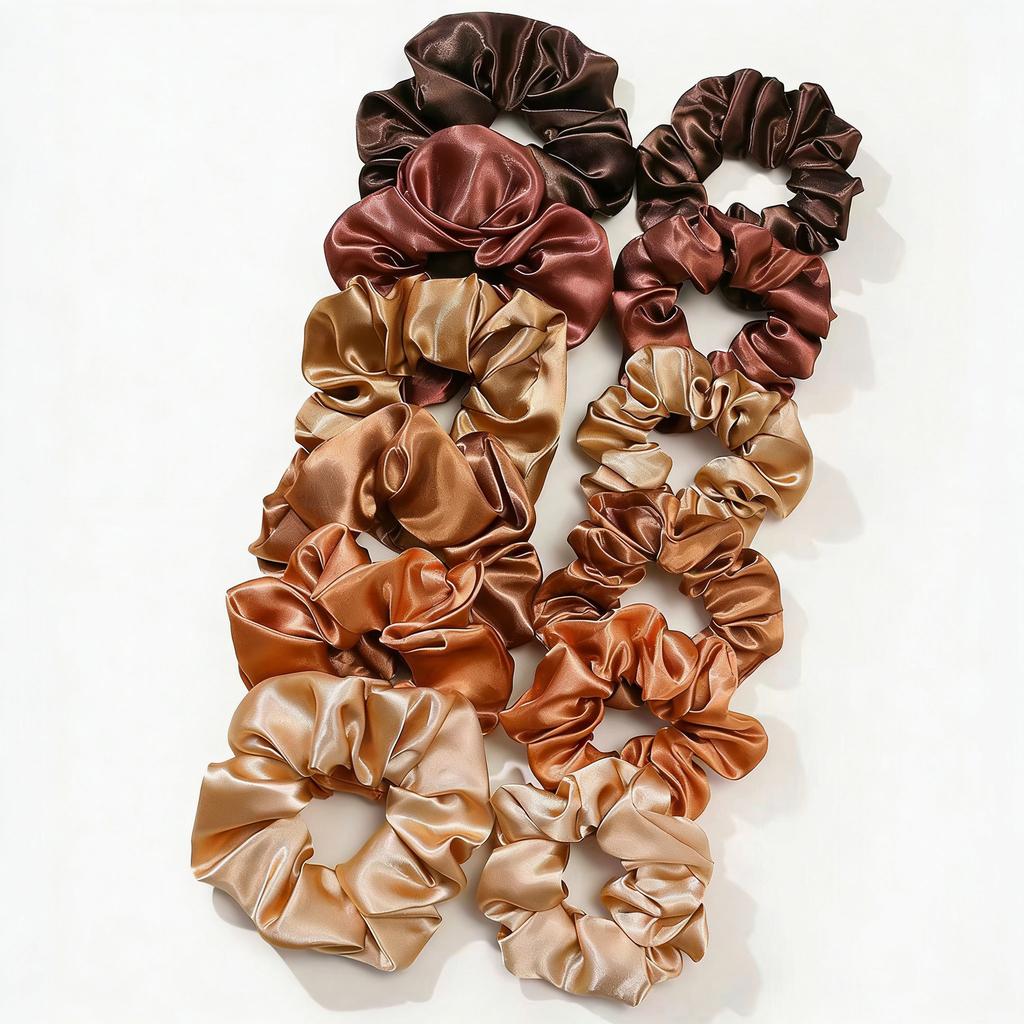 12Pcs Women Satin Hair Scrunchies, Mixed Colors Fashion Hair Rings, High Elasticity Soft Comfortable Hair Accessories