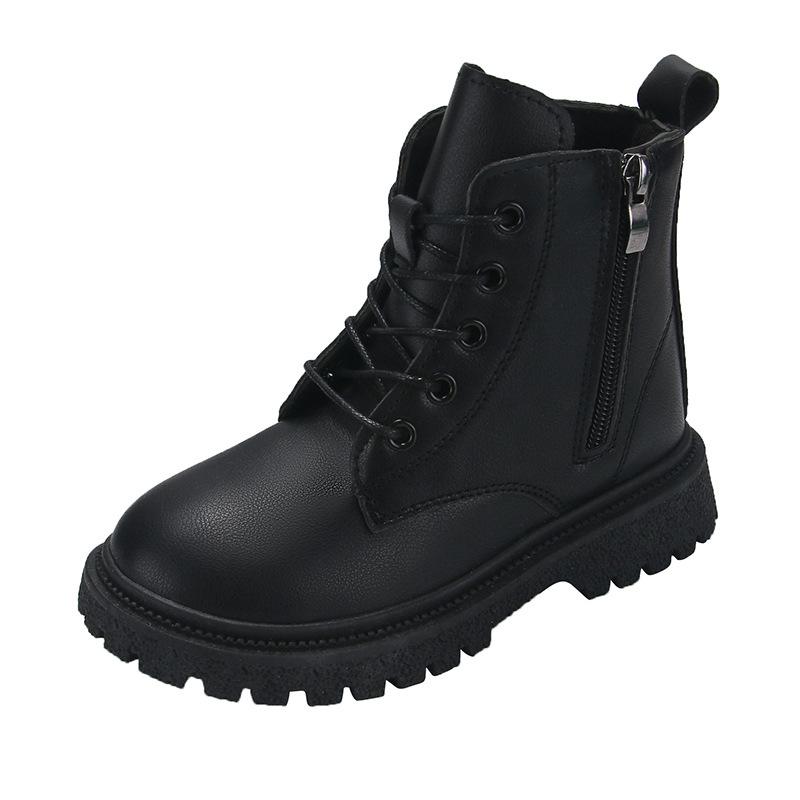 Children's Martin boots for spring and autumn, girls' single boots for dancing, black short boots for autumn and winter, boys' fleece-lined and