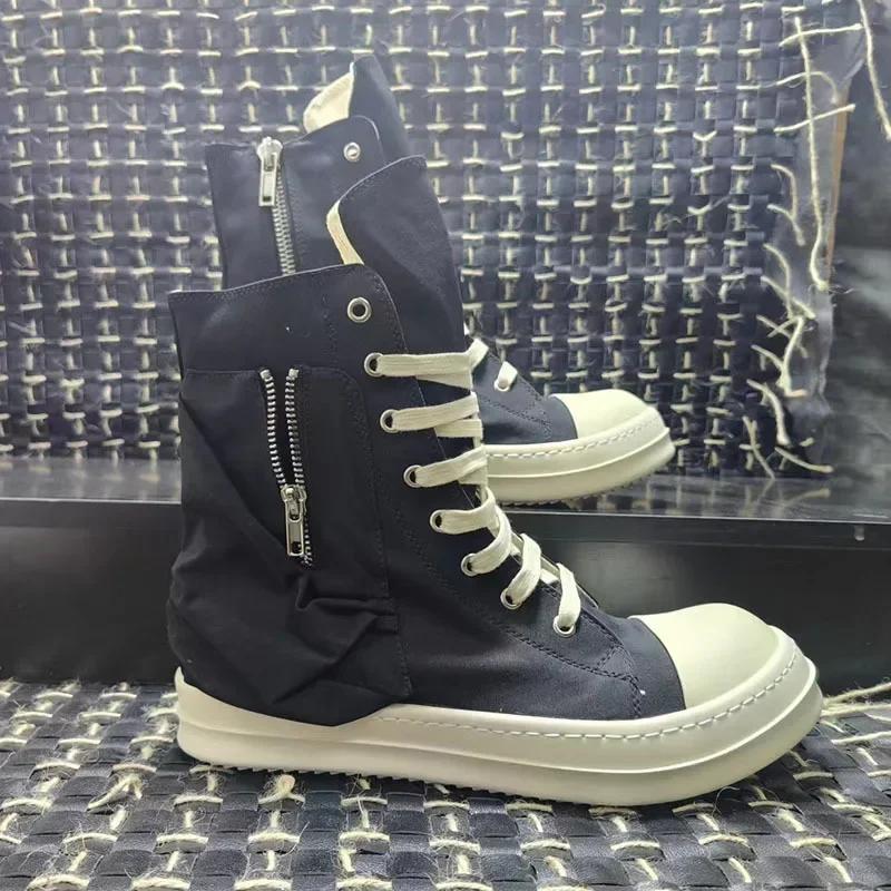 Neue Herren- und Damen Ro High-Top Plateau Freizeitschuhe Designer Runde Zehenpartie Atmungsaktiv Schnürschuhe Owens Canvas Schuhe Luxusschuhe