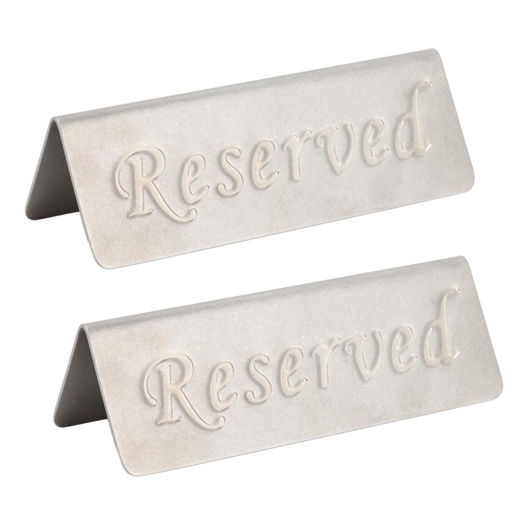 2Pcs Metal Stainless Steel Reserved Sign Double Sided Reserved Table Signs for Restaurants Bar Cafe