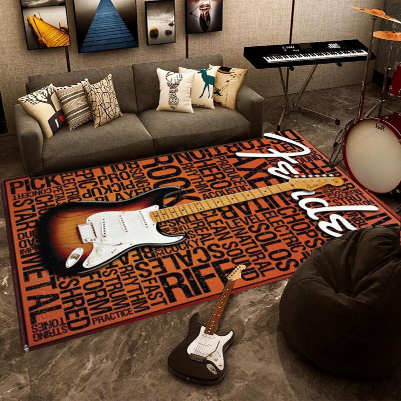 F-Fender rectangular carpet rock guitar band instrument decoration speaker retro floor mat shock absorption rugs
