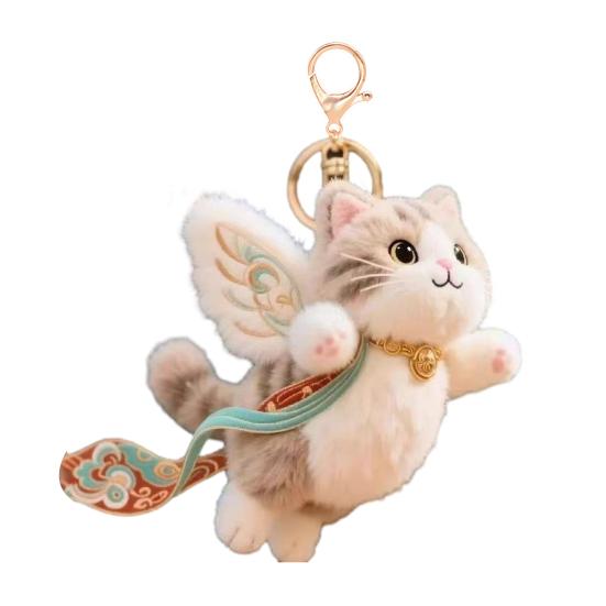 

Милая плюшевая игрушка Дуньхуанский девятицветный олень и летающий кот, вышитая мягкая игрушка-брелок, эстетический шарм для сумки, декоративный культурный подарок 12cm Cat