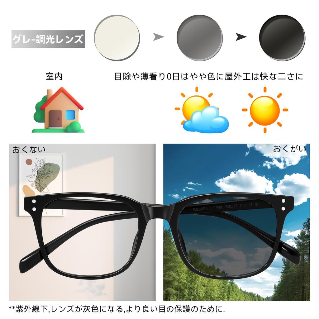 Blue Light Cut Photochromic Color Computer UV Ultra Black [Dollger] Glasses, Glasses, Changing, Glasses, Protection, PC, Wellington, Unisex,