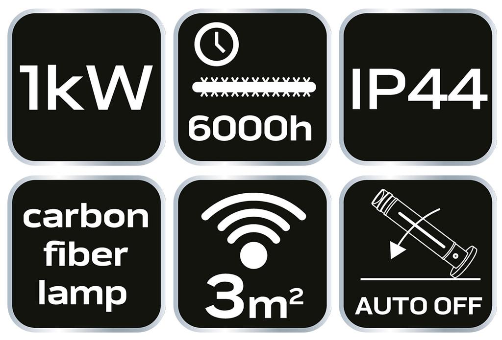 1000W floor heater, IP44, carbon fiber lamp heating element