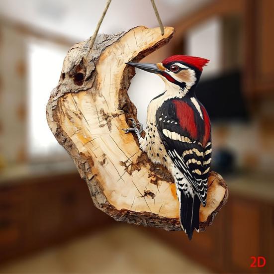 Bird Ornament 2D Wooden Bird Hanging Sign Rustic Decorative Wall Plaque for Farmhouse Porch Yard Wall Decor
