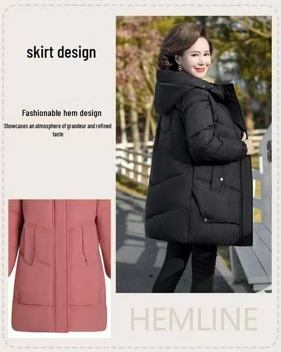 Jachetă de iarnă 2024 căptușită cu lână pentru femei de vârstă mijlocie și în vârstă - Palton gros, călduros din bumbac.