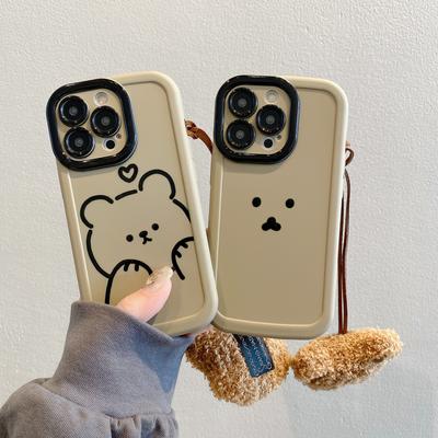 Puff Shell Suitable for IPhone15PRO Mobile Phone Case Apple 16 Autumn and Winter Model Cartoon Plush Bear Couple Shell 14