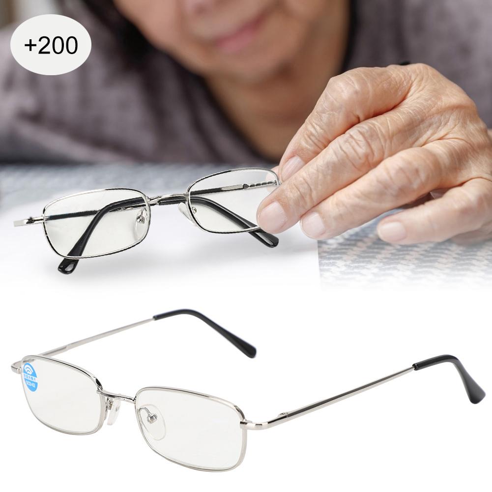 Reading Glasses Fashionable Unisex Men Women Anti Blue Light Clear Lens Reading Glasses(+200 Silver)