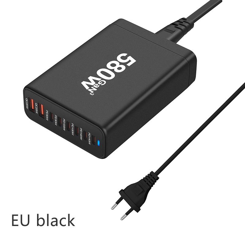 580W Gan-Ladegerät 8-Port USB Typ C Desktop-Ladestation Telefon Schnellladung Für iPhone 16 15 iPad Macbook Laptop Tablet Samsung