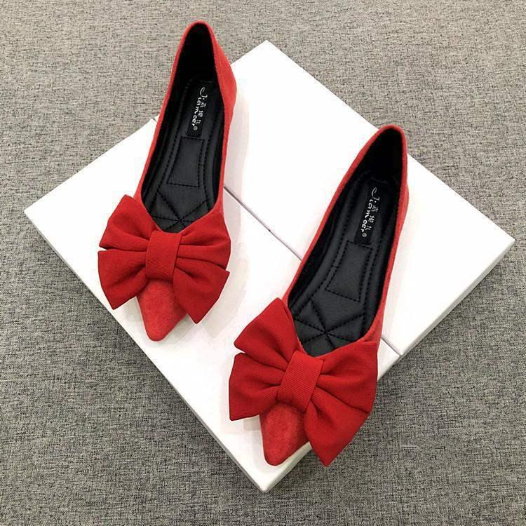 2025 Women's Pointed Toe Black Flats with Bow - Versatile Work Loafers