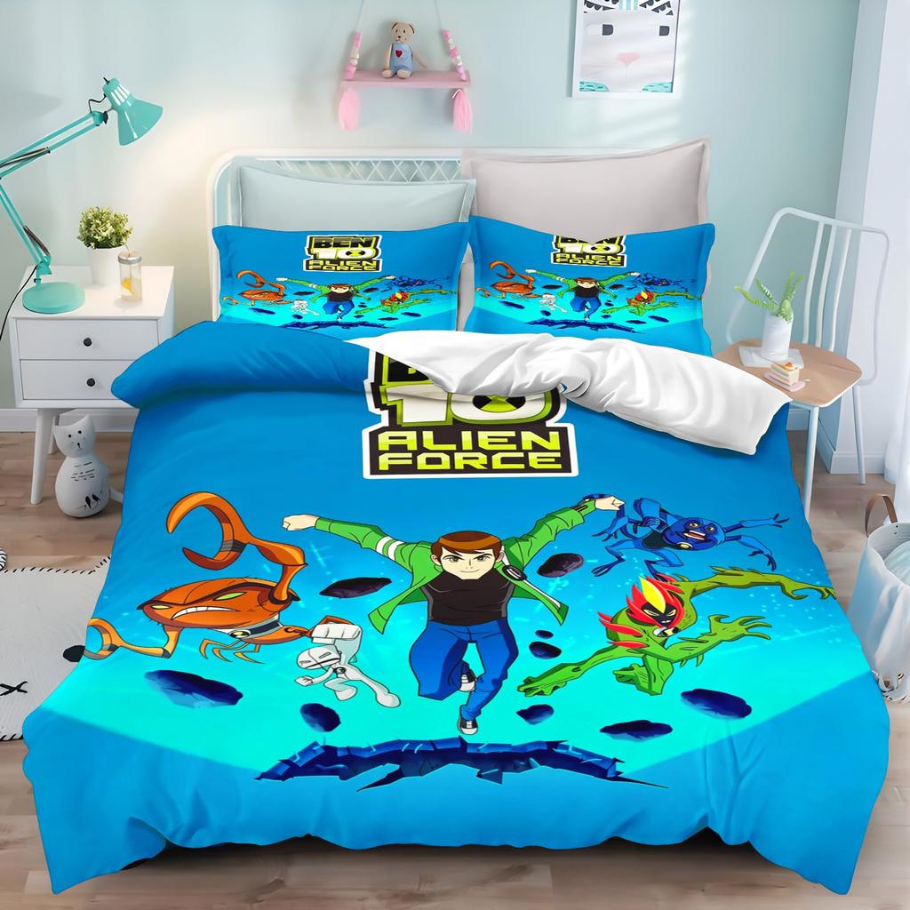 Ben10 Ultimate Alien Cartoon Duvet Cover Set Kids Bedding Set Anime Characters Quilt Cover Soft Bedroom Home Textile For Boys