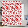 Red White Christmas Tree Candy Canes Xmas Ornaments Shower Curtain Decorative Waterproof Fabric Bathroom Linen Tassel Home Decor