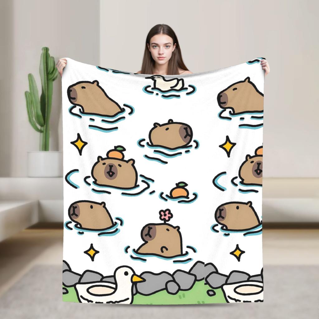 Capybara Blanket Quality Soft Warm  Bedding Throws Winter Girls Boys Couch Chair Sofa Bed Print Bedspread