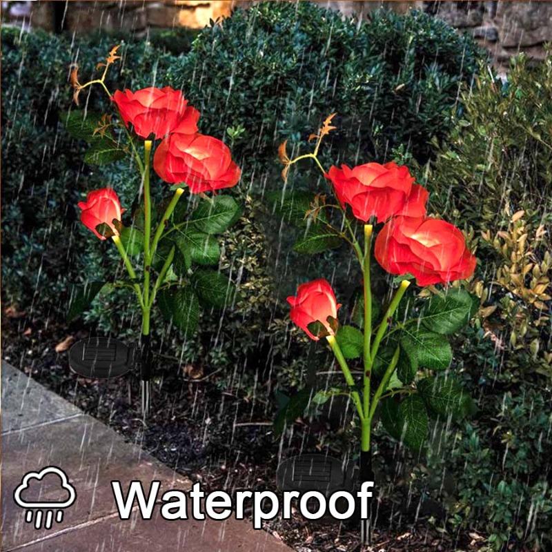 5 Head LED Solar Simulation Rose Flower Solar LED Light Garden Yard Lawn Night Lamp Landscape Garden Home Christmas Decoration Flowers