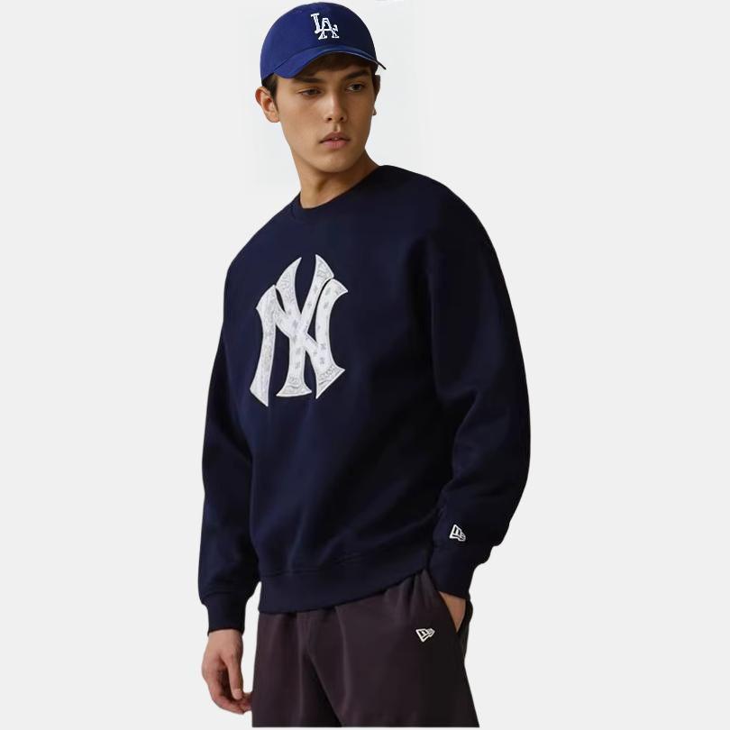 New Era MLB Series New York Yankees Printed Crew Neck Logo Long Sleeve American Sweatshirt Unisex sweatshirt Navy-Blue 13546482