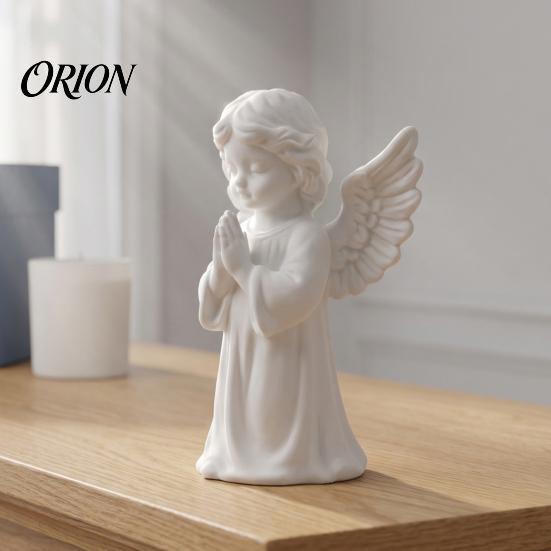 Handmade Craft Supplies 3D Printed Praying Angel Figurine, White Statue, DIY Paintable Minimalist Home Accents Cherub Sculpture, Christmas Tabletop