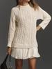 2025 Women's Sweet Cable Knit Chiffon Patchwork Mini Dress
