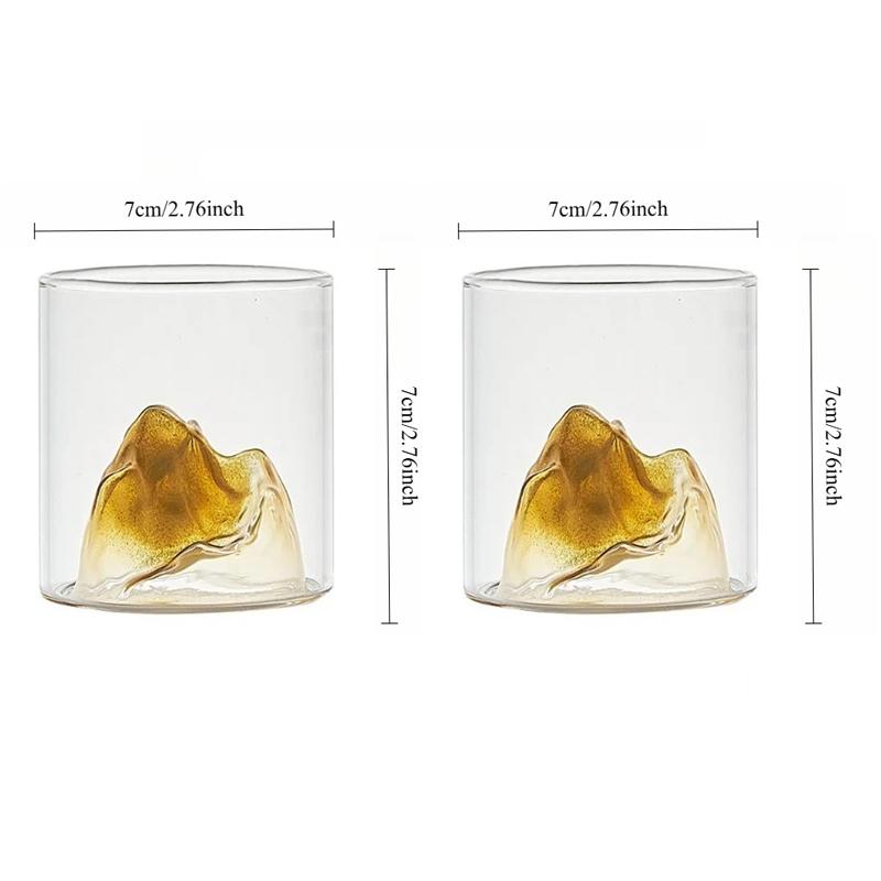 2 Stück Party Luxus Mehrfarbige Glasbecher Personalisierte Trinkgläser Eisbergförmiger Glasbecher Kreativer Berglandschafts-Tassen